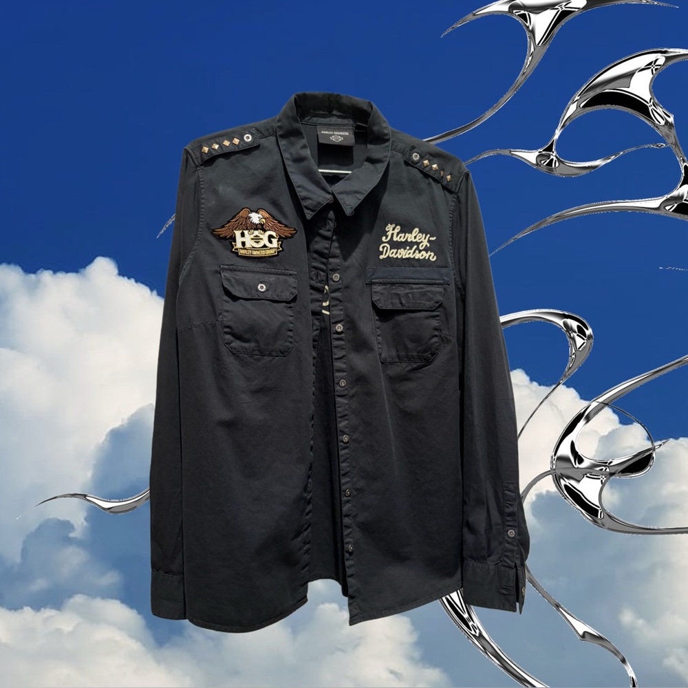 2XL Women’s Harley-Davidson Classic Chainstitch Military Shirt (Black)